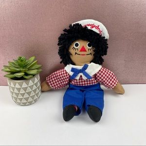 Vintage Applause Raggedy Ann Andy Plush Stuffed Doll Red White Blue Black